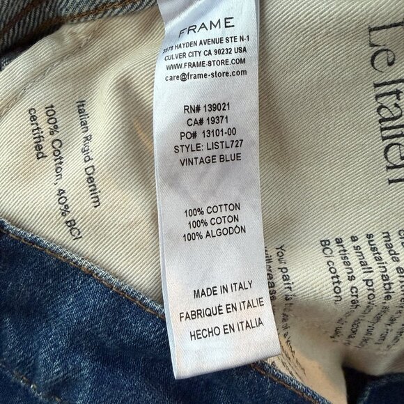 Frame Le Italien True Straight Jeans in Vintage Blue Size 27 Italian Rigid Denim - Picture 9 of 10
